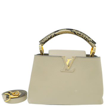 Authentic LOUIS VUITTON Canvas Taurillon Capucines MM – Black & Beige