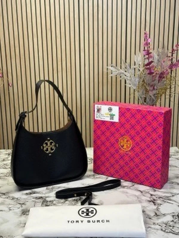 TOR Y BURCH WOMENS MILLER SMALL CLASSIC SHOULDER HANDBAG WITH OG BOX AND DUST BAG (BLACK)(MT)