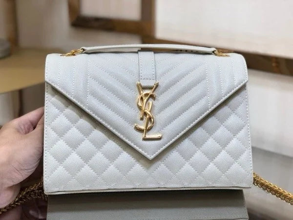 YSL Saint Laurent Womens Brown Envelope medium Shoulder Bag with box 227(BR)